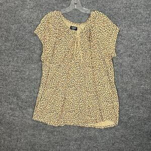Chaps Womens Animal Print Top Size XL Short Sleeve Bohemian Casual Classic